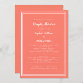 Invitation Couples Douche Mariage Fiançailles Coral Blanc (Devant / Derrière)