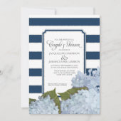 Invitation Couples Douche Marine Blue Hydrangea Script Art Dé (Devant)