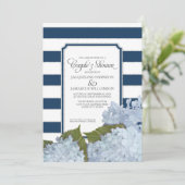 Invitation Couples Douche Marine Blue Hydrangea Script Art Dé (Debout devant)