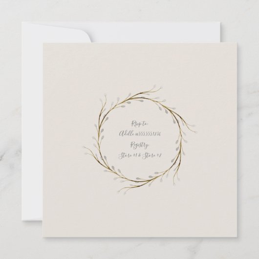 Invitation Couples Douche moderne Anémone Wreath avec Eucalyp (Dos)