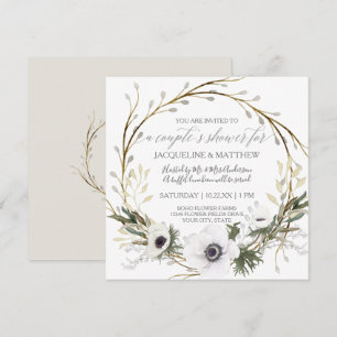 Invitation Couples Douche moderne Anémone Wreath avec Eucalyp