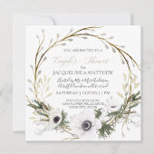 Invitation Couples Douche moderne Anémone Wreath avec Eucalyp (Devant)