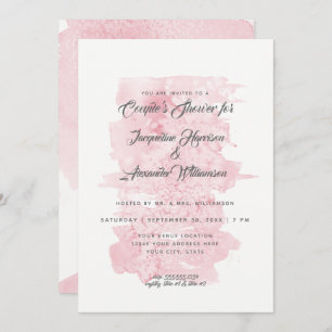 Invitation Couples Douche moderne Aquarelle simple laver rose