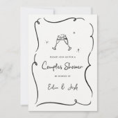 Invitation Couples douche moderne naturel élégant manuscrit (Devant)