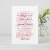 Invitation Couples Douche Moderne Simple Aquarelle Laver rose (Debout devant)