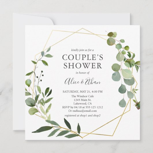 Invitation Couples Douche Moderne Verdure Botanique (Devant)