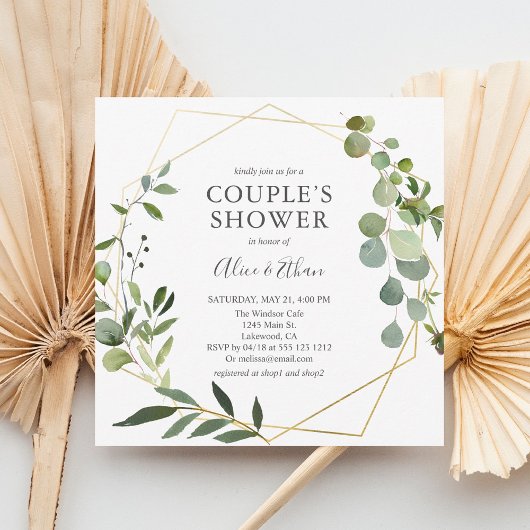 Invitation Couples Douche Moderne Verdure Botanique
