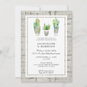 Invitation Couples Douche Peint Désert Succulent et Cactus (Devant)