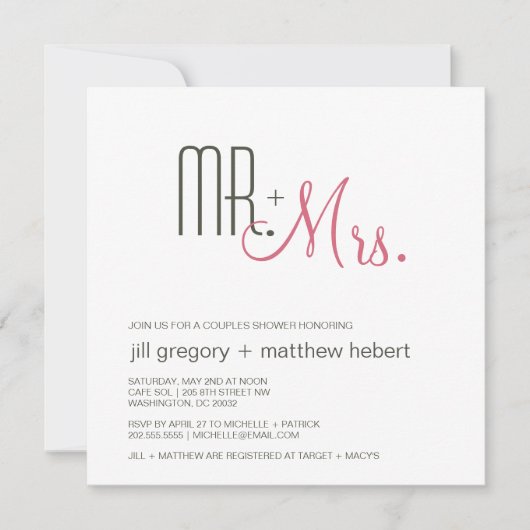 Invitation Couples Douche Rétro Mi-Siècle Moderne (Devant)