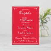 Invitation Couples Douche Romantique Nom rouge RSVP Douche (Debout devant)