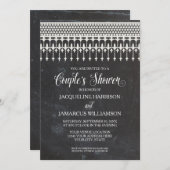 Invitation Couples Douche Rustique Chalkboard dentelle Typogr (Devant / Derrière)