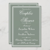 Invitation Couples Douche Sage Vert Simple Noms Rustiques RSV (Devant / Derrière)