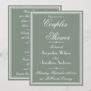 Invitation Couples Douche Sage Vert Simple Noms Rustiques RSV