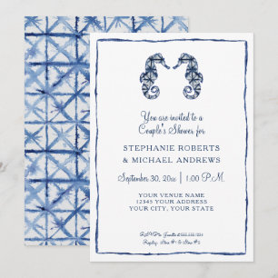 Invitation Couples Douche Shibori SeaHorse Watercolor Beach