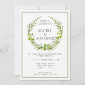 Invitation Couples Douche simple aquarelle Feuilles d'art (Devant)