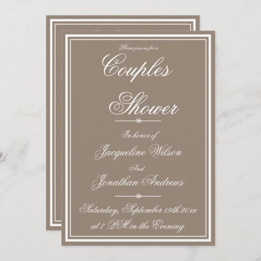 Invitation Couples Douche simple élégant RSVP Garden Party (Devant / Derrière)