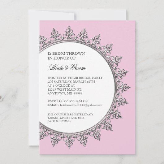 Invitation Couples Douche Vintage Classique Baroque Swirl (Devant)