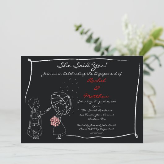 Invitation Couples doux dans l'invitation de fiançailles de (Debout devant)