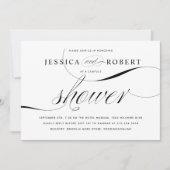 Invitation Couples élégants Noir & Blanc Douche (Devant)