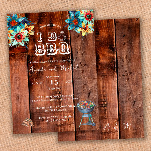 Invitation Couples en bois rustique Je fais BBQ