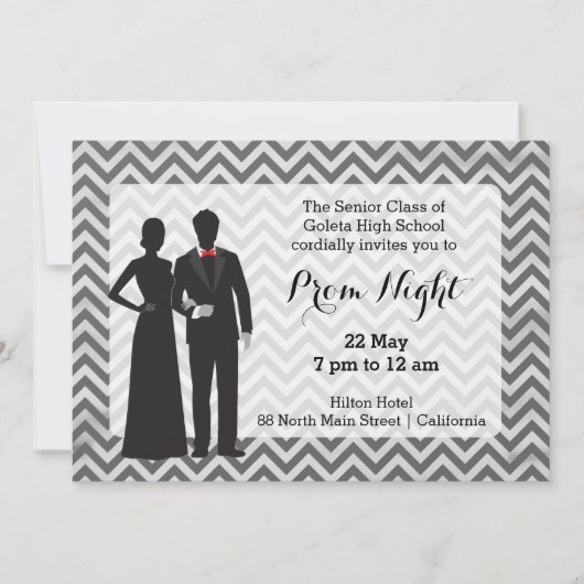 Invitation Couples en silhouette sur tableau noir (Devant)