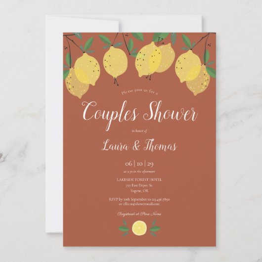 Invitation Couples Fête des mariées Lemons Terracotta (Devant)