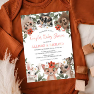 Invitation Couples fille baby shower bois forêt animaux