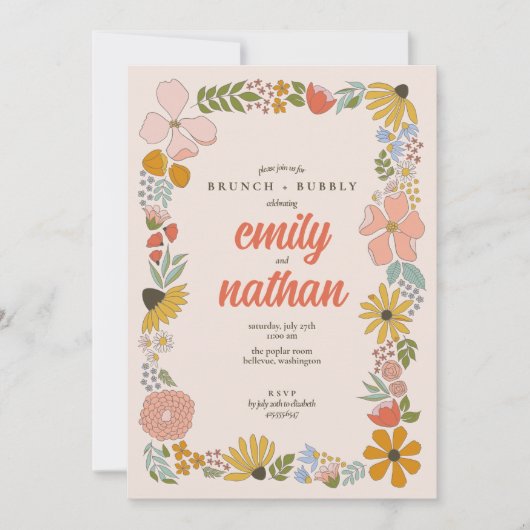 Invitation Couples Floraux Mariage Brunch Douche (Devant)