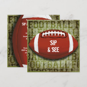 Invitation Couples Football Sip & Voir Green Grunge