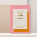 Invitation Couples géométriques modernes Douche rose et orang<br><div class="desc">Moderne géométrique Gras Rose et Orange Stylish Couples Douche Invitation</div>