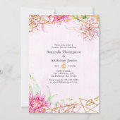 Invitation Couples géométriques rose et or Floral Douche (Devant)
