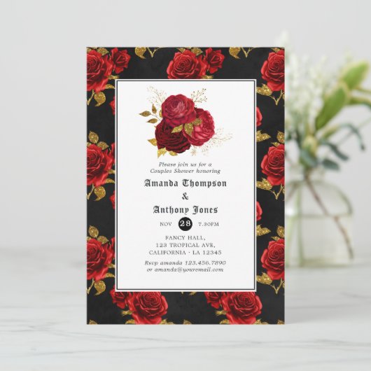 Invitation Couples gothiques floraux Douche (Debout devant)