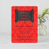 Invitation Couples japonais Red Scroll Black Mariage damassé (Debout devant)