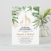 Invitation Couples Jungle Safari Verdure & Baby shower Or (Debout devant)