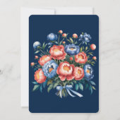 Invitation Couples Mariages de Navy et Orange Peony (Dos)