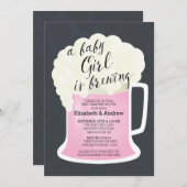 Invitation Couples mignons Filles Baby shower Bébé Brassage (Devant / Derrière)