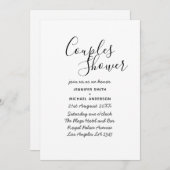 Invitation Couples minimalistes manuscrits Douche blanc (Devant / Derrière)