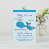 Invitation Couples personnalisables Baby shower baleine (Debout devant)