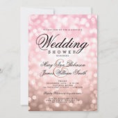 Invitation Couples Rose Wedding shower Clush Pink Lumières (Devant)