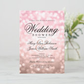 Invitation Couples Rose Wedding shower Clush Pink Lumières (Debout devant)