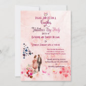 Invitation Couples Roses Coeurs Floraux Saint Valentin (Devant)