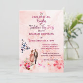 Invitation Couples Roses Coeurs Floraux Saint Valentin (Debout devant)