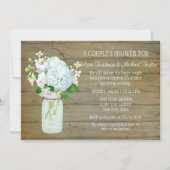 Invitation Couples Russe Pays Mason Jar Blue Hydrangeas (Devant)