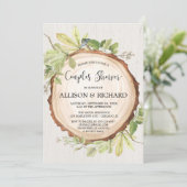 Invitation Couples rustiques baby shower terrain boisé neutre (Debout devant)