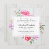 Invitation Couple's Shower Aquarelle Bois rustique Découpage (Devant / Derrière)