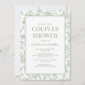 Invitation Couples Shower Sage Green Vintage French Floral  (Devant)