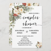 Invitation Couples Shower White Winter Flowers (Devant / Derrière)