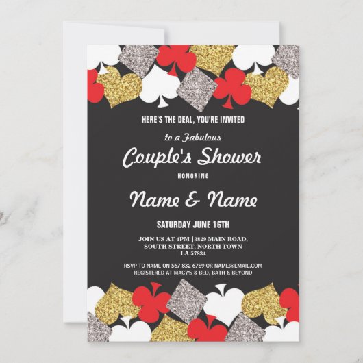 Invitation Couples ShowFiançailles Las Vegas Casino Party (Devant)