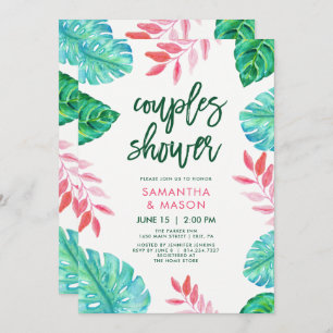 Invitation Couples Tropical Aquarelle Trendy Douche