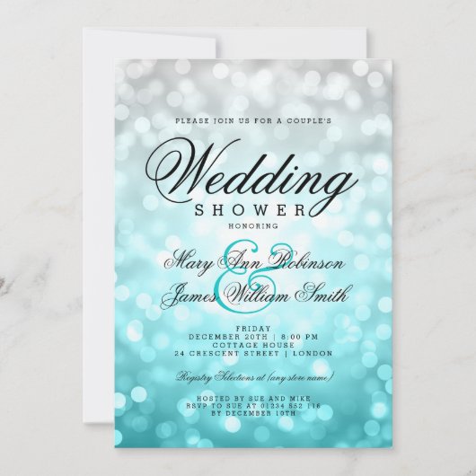 Invitation Couples Wedding shower Beach Ombre Bokeh Lumières (Devant)